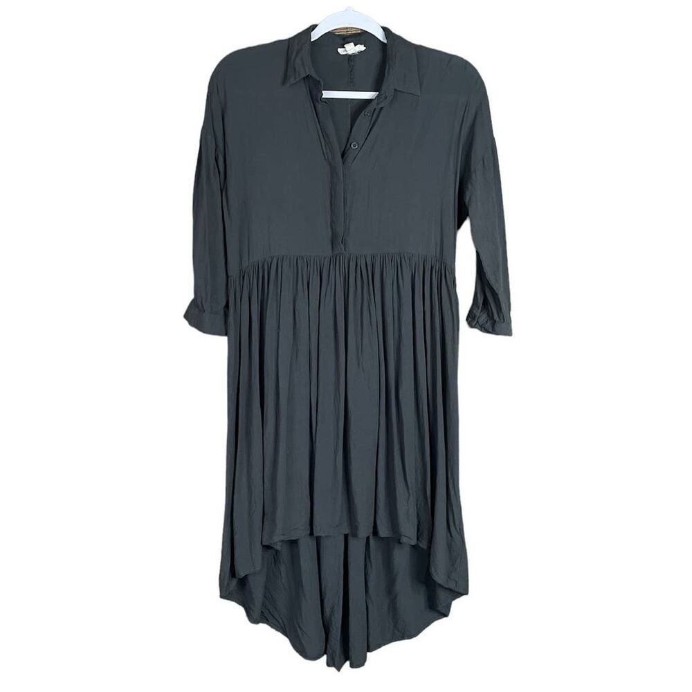 Silence + Noise High Low Dress Long Sleeve Solid Gray Size Small